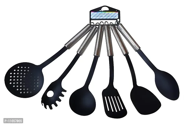 shopper 52.com Silicone Plastic Multicolour Cooking Utensil Set - Spatula, Mixing & Slotted Spoon, Ladle, Pasta Fork Server, Drainer Kitchen Tool Set