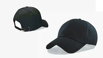 Shopper52 Men Boys Stylish Baseball Adjustable Plain Cap (Black-Grey)-thumb1