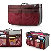 Multi Functional Pouch Cosmetic Bags Makeup Bag Storage Travel Bag Handbag Mp3 Phone Cosmetic Book Storage Purse - TRHDBGBR (Maroon)-thumb2