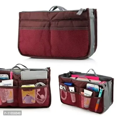 Multi Functional Pouch Cosmetic Bags Makeup Bag Storage Travel Bag Handbag Mp3 Phone Cosmetic Book Storage Purse - TRHDBGBR (Maroon)-thumb3