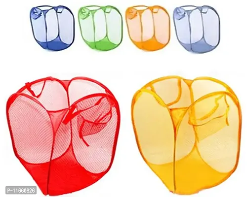 Shopper 52 Easy Laundry Clothes Flexible Hamper Bag with Side Pocket Net Laundry Bag Laundry Basket Set of 3 pcs- ESYLNDYBG-thumb0