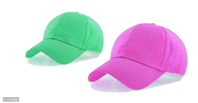 Shopper52 Men Boys Stylish Baseball Adjustable Pain Cap (Pink-Pista)