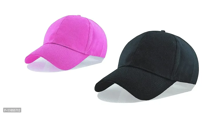 Edwin Clark Men Boys Stylish Cap (Combo-Black/Pink)-thumb0