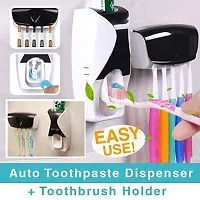 ATHRZ Wall Mounted Automatic Toothpaste Dispenser and 5 Toothbrush Holder Set for Home Bathroom-thumb1