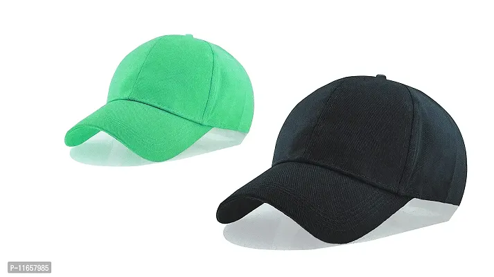 Shopper52 Men Boys Stylish Baseball Adjustable Plain Cap (Black-Pista2)