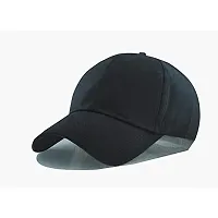 Shopper52 Men Boys Stylish Baseball Adjustable Pain Cap (Black-Pink)-thumb4