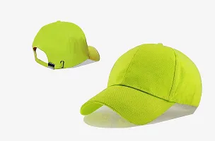 Shopper52 Men Boys Stylish Baseball Adjustable Plain Cap (Yellow-Red)-thumb1