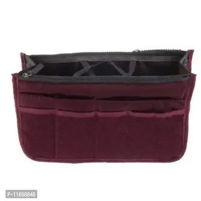 Multi Functional Pouch Cosmetic Bags Makeup Bag Storage Travel Bag Handbag Mp3 Phone Cosmetic Book Storage Purse - TRHDBGBR (Maroon)-thumb2