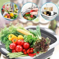 ATHRZ Foldable Collapsible 3-in-1 Chopping Board, Vegetable Fruit Wash and Drain Sink Storage Basket - 3in1CHOP-thumb1