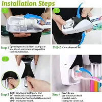 shopper 52.com Automatic Toothpaste Dispenser with Tooth Brush Holder for Home and Bathroom (Multicolour, 16x10.5x7.6 cm)-thumb2