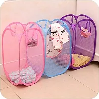Shopper 52 Easy Laundry Clothes Flexible Hamper Bag with Side Pocket Net Laundry Bag Laundry Basket Set of 1 pcs- ESYLNDYBG-thumb1