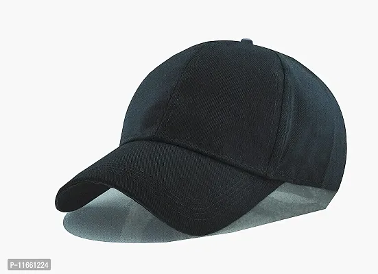 Shopper52 Men Boys Stylish Baseball Adjustable Plain Cap (Black-Grey)-thumb4