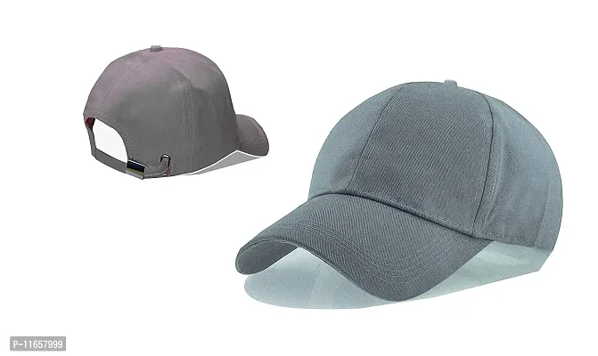 Shopper52 Men Boys Stylish Baseball Adjustable Cap (Grey)-thumb0