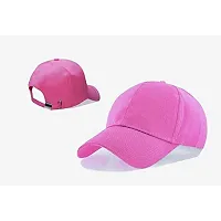 Shopper52 Men Boys Stylish Baseball Adjustable Pain Cap (Black-Pink)-thumb1