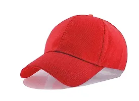 Shopper52 Men Boys Stylish Baseball Adjustable Pain Cap (Black-Red)-thumb3