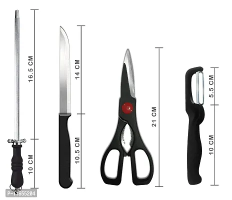 shopper 52.com Stainless Steel Kitchen Knife Knives Set with Knife Scissor 6 Piece Starter Set (Small, Multicolour) 7 Piece-thumb5