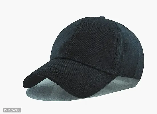 Shopper52 Men Boys Stylish Baseball Adjustable Plain Cap (Black-Pista2)-thumb2