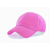 Shopper52 Men Boys Stylish Baseball Adjustable Pain Cap (Black-Pink)-thumb3