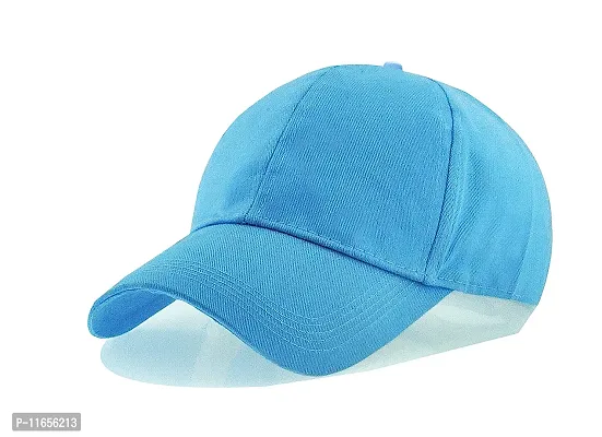 Shopper52 Men Boys Stylish Baseball Adjustable Pain Cap (Black-Blue)-thumb5