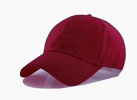 Shopper52 Men Boys Stylish Baseball Adjustable Plain Cap (Black-Maroon)-thumb3