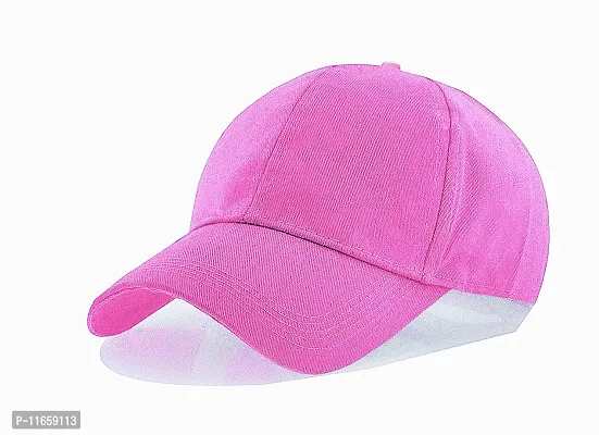 Shopper52 Men Boys Stylish Baseball Adjustable Pain Cap (Pink-Grey)-thumb4