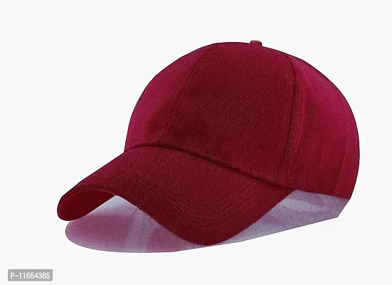 Shopper52 Men Boys Stylish Baseball Adjustable Cap (Maroon)-thumb2