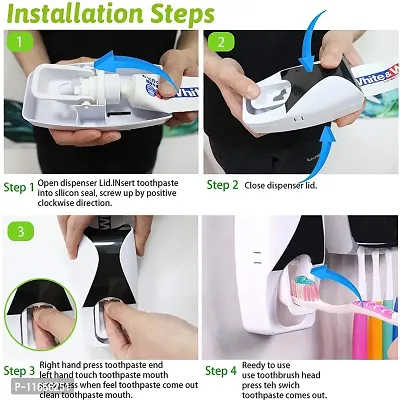 Shopper52 Automatic Toothpaste Dispenser and Toothbrush Holder for Home Bathroom (Type - 1)-thumb3