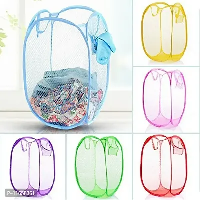 Shopper 52 Easy Laundry Clothes Flexible Hamper Bag with Side Pocket Net Laundry Bag Laundry Basket Set of 2 pcs- ESYLNDYBG-thumb5