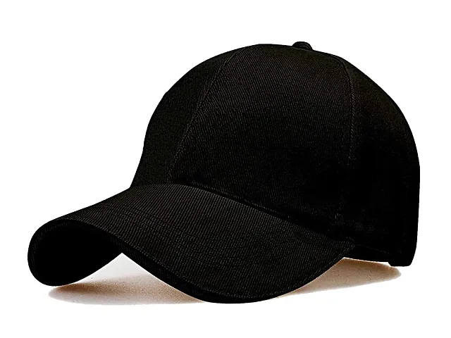 Shopper52 Men Boys Caps Stylish Baseball Adjustable Cap (Plain Black)