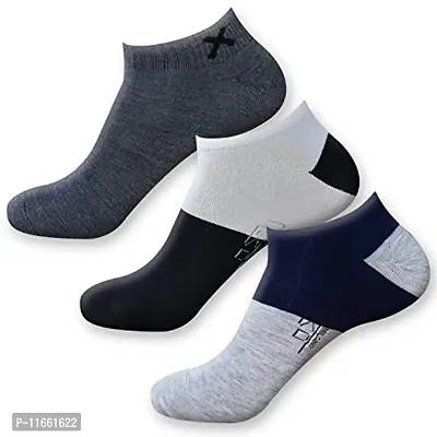 shopper 52.com Multicolour Men's Women's Cotton Ankle Length Socks Looks Good in Formal Sports Western - SOCK (Pair of 3)-thumb2