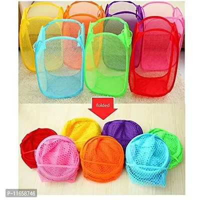 Shopper 52 Easy Laundry Clothes Flexible Hamper Bag with Side Pocket Net Laundry Bag Laundry Basket Set of 1 pcs- ESYLNDYBG-thumb3