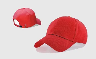 Shopper52 Men Boys Stylish Baseball Adjustable Pain Cap (Black-Red)-thumb2