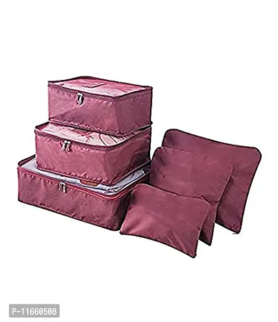 Shopper526-Piece Packing Cubes Set with Laundry Travel Bag Multifuctional Water Resistant Mesh Clothing Storage Packages, Compression Travel Luggages Packing Organizer Pouch (Maroon)-thumb0