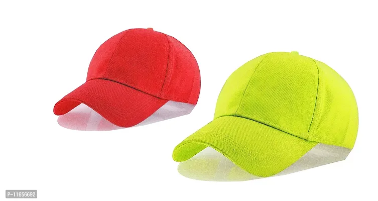 Shopper52 Men Boys Stylish Baseball Adjustable Plain Cap (Yellow-Red)