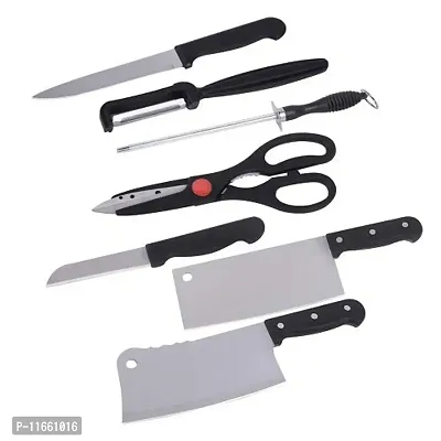 shopper 52.com 7 Piece Stainless Steel Kitchen Knives Set with 6 Piece Starter Knife Set with Scissor and Peeler