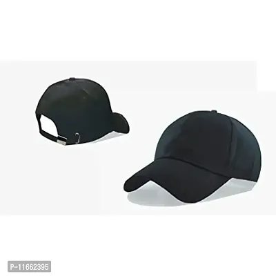 Shopper52 Men Boys Stylish Baseball Adjustable Pain Cap (Black-Pink)-thumb3