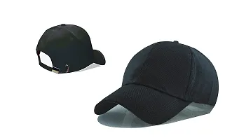 Shopper52 Men Boys Stylish Baseball Adjustable Pain Cap (Black-Maroon)-thumb1