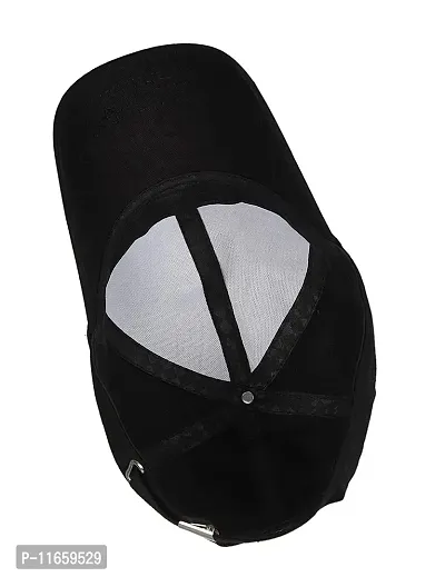 Shopper52 Men Boys Caps Stylish Baseball Adjustable Printed Black Cap (Black Print 2)-thumb2