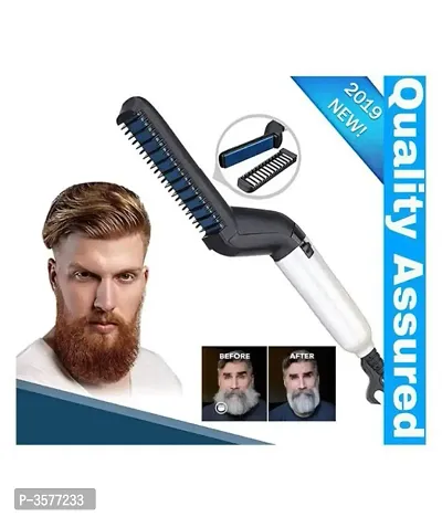 Men Quick Beard Straightener Styler Comb Multifunctional Hair Curling Curler Show Cap Tool Beard Straightener Modelling Comb-thumb3