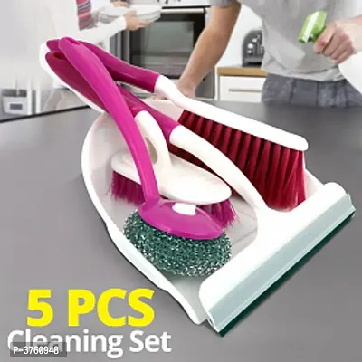 Set of 5 pcs Broom Brush Set with Dustpan and Wiper Cleaning Set for Home Office and Car - 5PCBROOMSET