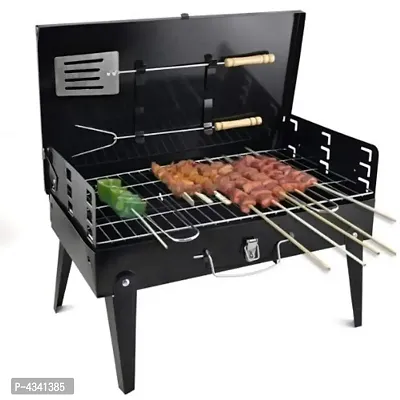 Shopper52 Charcoal Briefcase Style Portable Folding Chromium Steel Barbeque Grill Toaster Barbecue - BBQ-thumb1