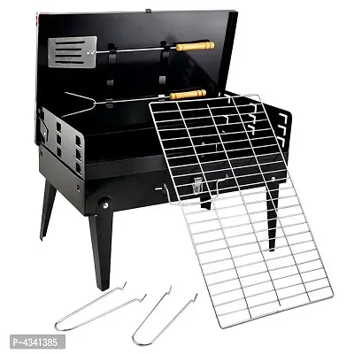 Shopper52 Charcoal Briefcase Style Portable Folding Chromium Steel Barbeque Grill Toaster Barbecue - BBQ-thumb5