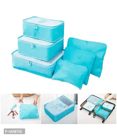 6pcs Packing Portable Travel Storage Bag Organiser Luggage Suitcase Pouches Laundry Bag - TRLDBAGBL