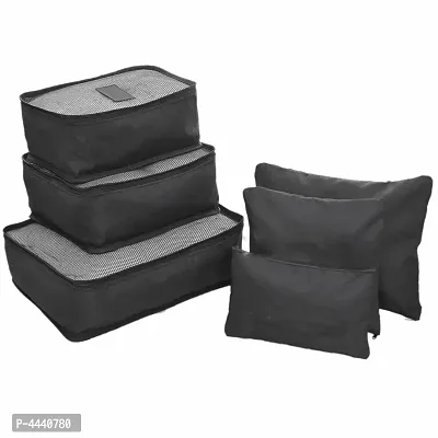 6pcs Packing Portable Travel Storage Bag Organiser Luggage Suitcase Pouches Laundry Bag - TRLDBAGBK