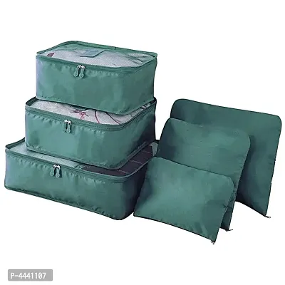 Trendy Green Travel Storage Bag Luggage Suitcase Compression Pouches Luggage (Piece Of 6)