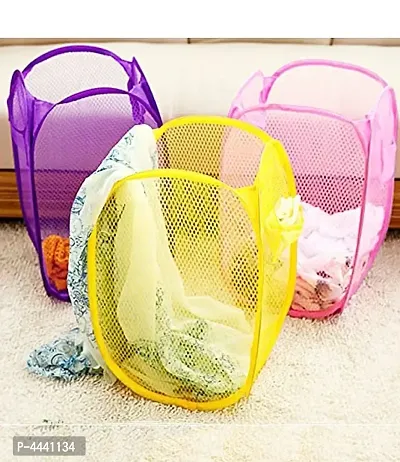 Easy Laundry Clothes Flexible Hamper Bag with Side Pocket Net Laundry Bag Laundry Basket Set of 1 pcs- ESYLNDYBG-thumb0