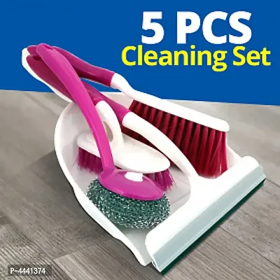 Set of 5 pcs Broom Brush Set with Dustpan and Wiper Cleaning Set for Home Office and Car - 5PCBROOMSET-thumb0