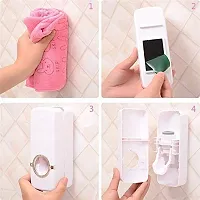 Wall Mounted Automatic Toothpaste Dispenser with 5 Toothbrush Holder Set for Home Bathroom Accessories-thumb1