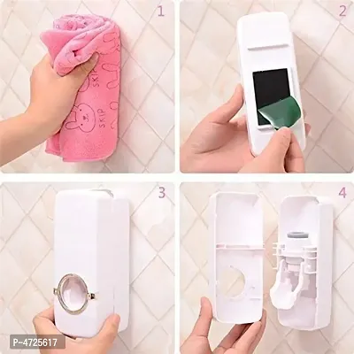 Wall Mounted Automatic Toothpaste Dispenser with 5 Toothbrush Holder Set for Home Bathroom Accessories-thumb2