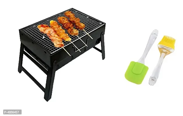 Charcoal Barbeque Grill with Cooking Silicon Spatula and Brush-thumb0